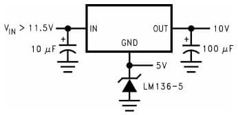 Typical Application Circuit for LM1085 Low Dropout Positive Regulator With Reference