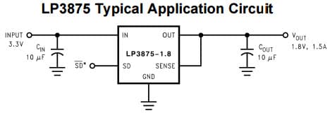 Typical Application Circuit for LP3875 1.5A Fast Ultra Low Dropout Linear Regulator