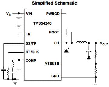 Typical Application Circuit for TPS54240 3.5V to 42V Step Down SWIFT DC/DC Converter With Eco-Mode