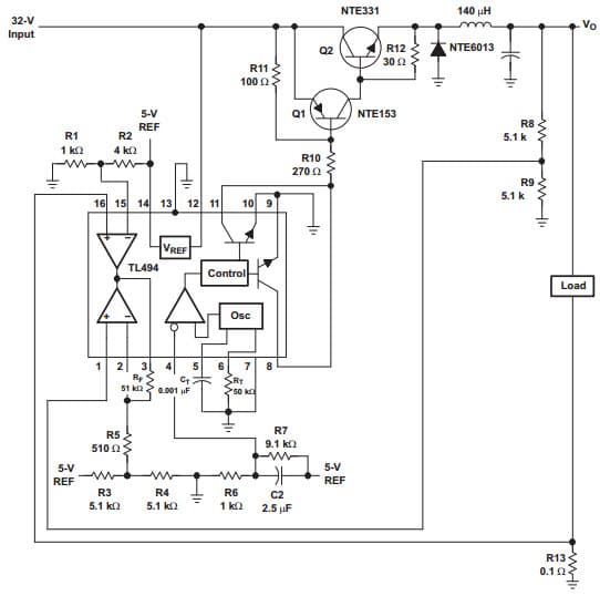 Typical Application Circuit for TL494 Pulse-Width-Modulation Control Circuits for Switching and Control Sections