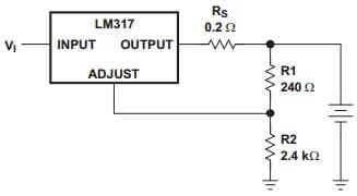 Typical Application Circuit for LM317 3-Terminal Adjustable Regulator for Battery-Charger Circuit