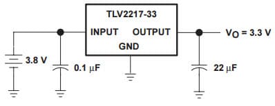 Typical Application Circuit for TLV2217 Low-Dropout Fixed-Voltage Regulator