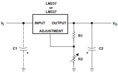 Typical Application Circuit for LM337 Adjustable Negative-Voltage Regulator