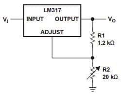 Typical Application Circuit for LM317 1.25V to 20V Regulator Circuit With Minimum Program Current