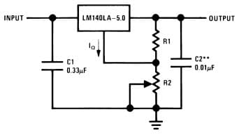 Typical Application Circuit for LM340LA-5.0, 5V Output Voltage Adjustable Output Regulator