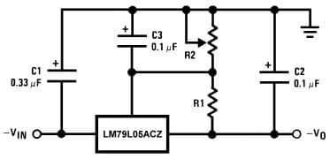 Typical Application Circuit for LM79L12 3-Terminal Adjustable Output Regulator