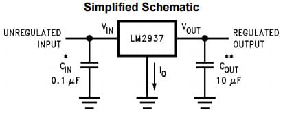 Typical Application Circuit for LM2937 500mA Low Dropout Regulator