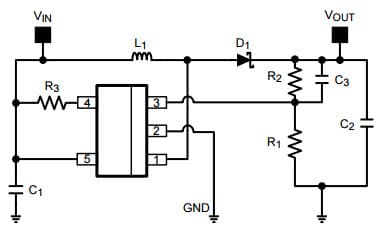 Typical Application Circuit for LMR62421 Simple Switcher, 24Vout, 2.1A Step-Up Voltage Regulator