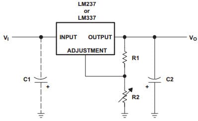 Typical Application Circuit for LM337 3-Terminal Adjustable Regulator