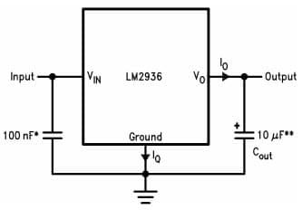 Typical Application Circuit for LM2936Q Ultra-Low Quiescent Current LDO Voltage Regulator