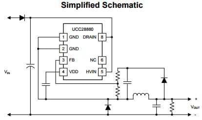 Typical Application Circuit for UCC28880 Voltage Mode PWM Controller