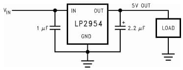 Typical Application Circuit for LP2954A 5V Adjustable Micro-power Low-Dropout Voltage Regulator