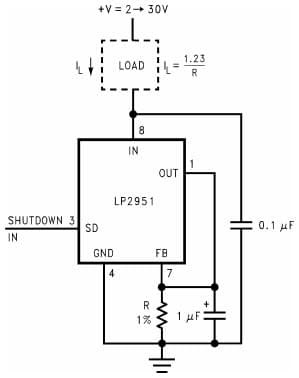 Typical Application Circuit for LP2950 Adjustable Micro-power Voltage Regulator for Low Drift Current Source