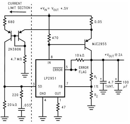 Typical Application Circuit for LP2950 2-A Low Dropout Regulator