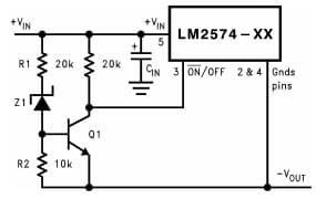 Typical Application Circuit for LM2574HV Step-Down Voltage Regulator for Under voltage Lockout for Buck-Boost Circuit