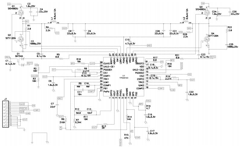 Typical Application Master Module Schematic for TPS40140 Master Module Stackable Controller