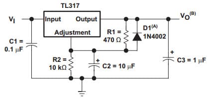 Typical Application Circuit for TL317 Regulator Circuit With Improved Ripple Rejection