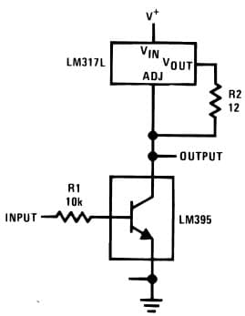 Typical Application for LM317L High Gain Amplifier Adjustable Regulator