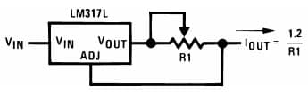 Typical Application for LM317L Adjustable Current Limiter