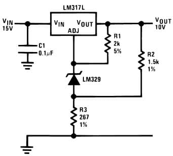 Typical Application for LM317L High Stability 10V Regulator