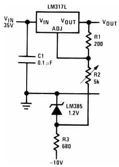 Typical Application for LM317L 0V - 30V Adjustable Regulator