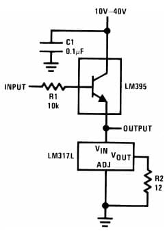 Typical Application for LM317L Power Follower Adjustable Regulator