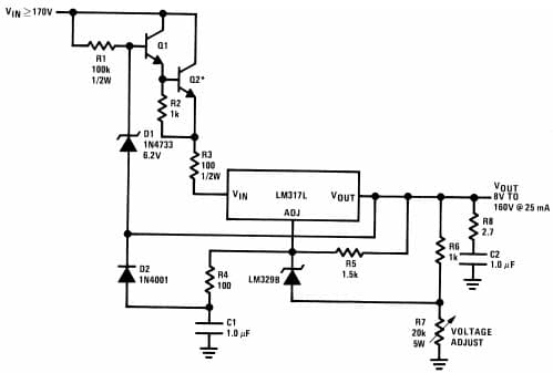 Typical Application for LM317L Precision High Voltage Regulator