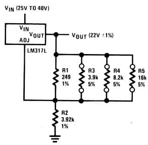 Typical Application for LM317L Adjustable Regulator With Trimble Output Voltage