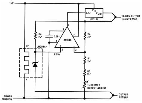 Typical Application for LM317L Precision Reference with Short-Circuit Proof Output