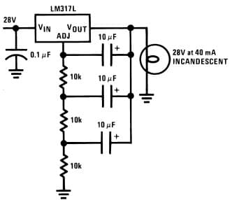 Typical Application for LM317L Adjustable Regulator for Lamp Flasher