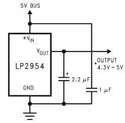 Typical Application Circuit for LP2954A 5V Current Limiter