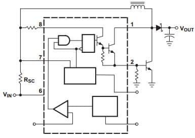 Typical Application Circuit for MC33063A-Q1 Step-Up Switching Regulator with EXTERNAL PNP SATURATED SWITCH