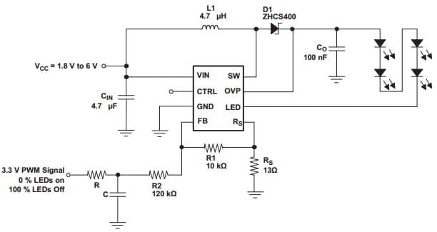 Typical Application Circuit for Alternative Adjustable Brightness ...