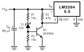 Typical Application Circuit for LM2594HV Under voltage Lockout for Buck Regulator