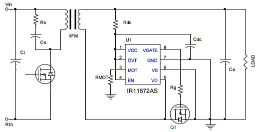 Typical Application for IR11672AS Advanced Smart Rectifier Control IC