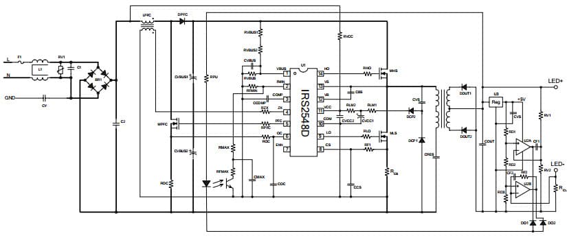 Typical Application for IRS2548D SMPS/LED Driver PFC + Half-Bridge Control