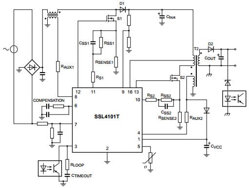 Typical Application Circuit for SSL4101T Green Chip III+ SMPS control IC