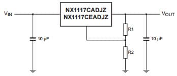 Typical Application for adjustable output voltage versions for NX1117C Low-dropout linear regulators