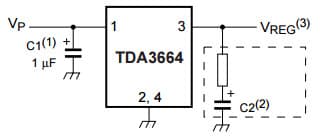 Typical Application with backup function (SO4 version) for TDA3664 Very Low-Dropout voltage/quiescent current 5V voltage regulator