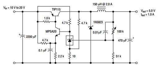 Typical Application for NCV431A Programmable Precision References for High Efficiency Step-Down Switching Converter