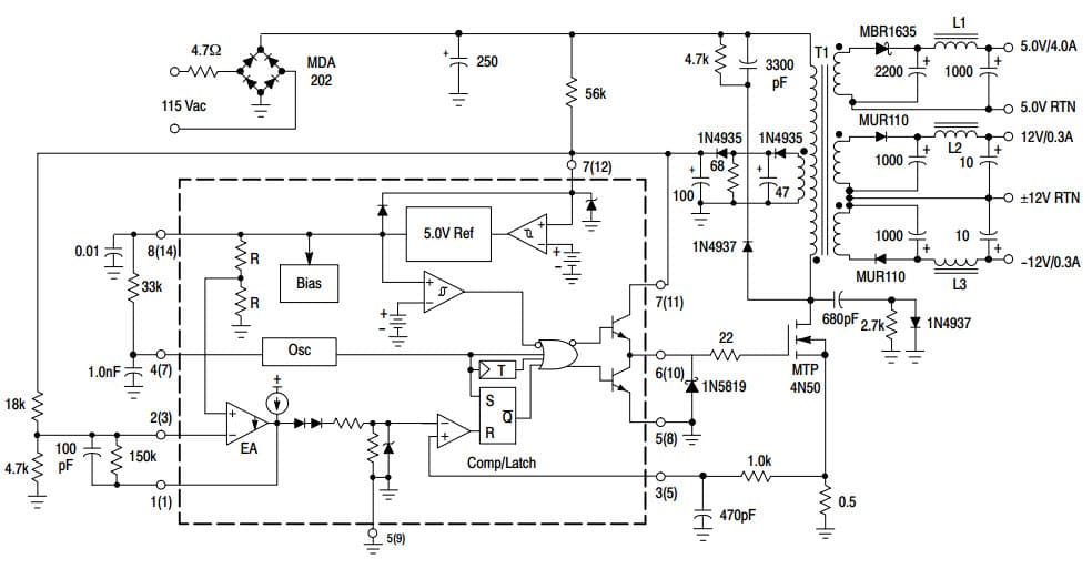 Typical Application for UC3845B High-Performance Current Controller