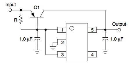 Typical Application for 150 mA CMOS Low Iq Low-Dropout Voltage Regulator with Current Boost Regulator