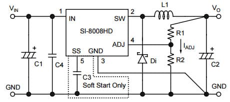 Typical Application for SI-8008HD DC to DC Step-Down Converter