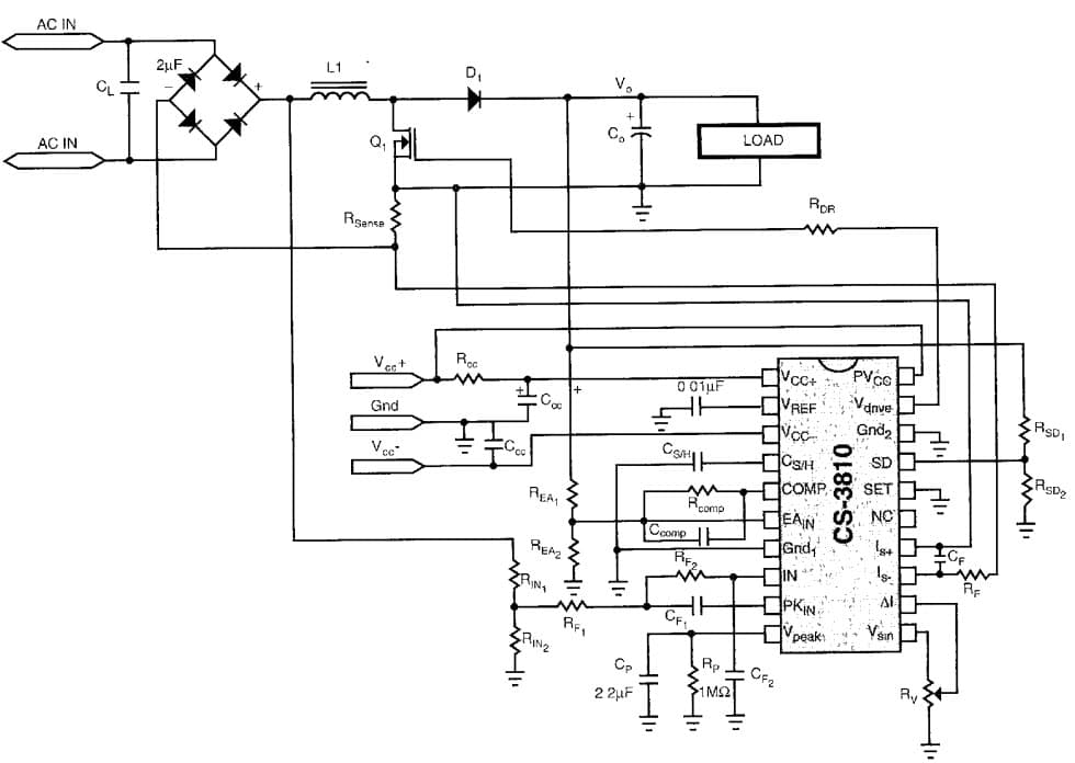 Typical Application Circuit for CS3810 Power Factor Correction