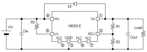 Typical Application Circuit for NR301E eSOIC8 Linear Regulator IC