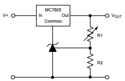 Typical Application for NCP431B Programmable Precision References for Output Control for a Tree-Terminal Fixed Regulator