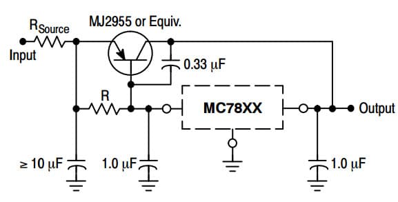 Typical Application for LM340 1A Current Boost Regulator