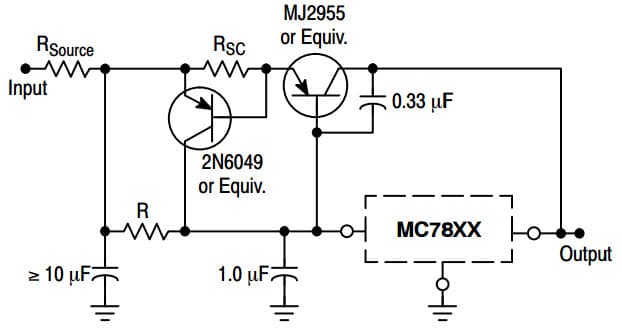 Typical Application for LM340 1A Positive Voltage Regulator with Short Circuit Protection