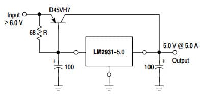 Typical Application for LM2931 100 mA, for (5.0 A) Low Differential Voltage Regulator