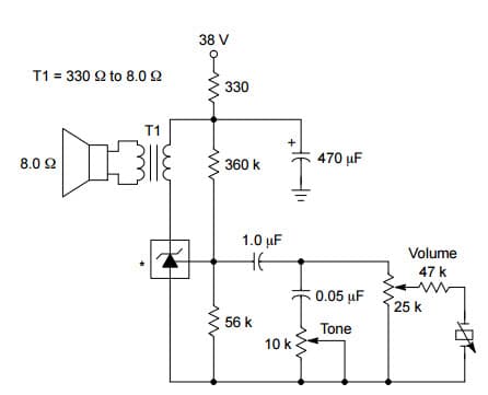 Typical Application for Low Voltage Precision Adjustable Shunt Regulator with Simple 400 mW Phono Amplifier